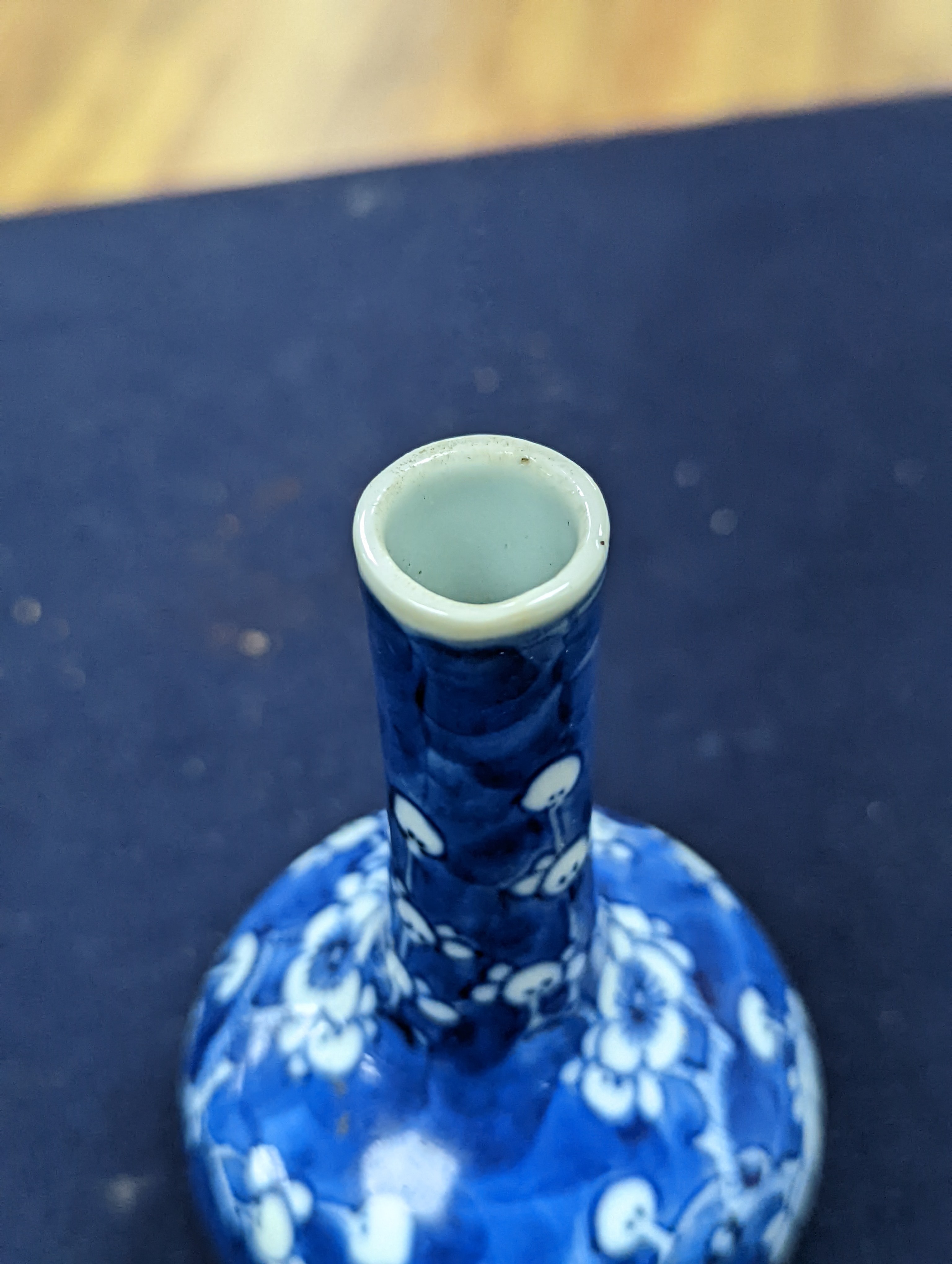 A 19th century Chinese blue and white small bottle vase 15cm